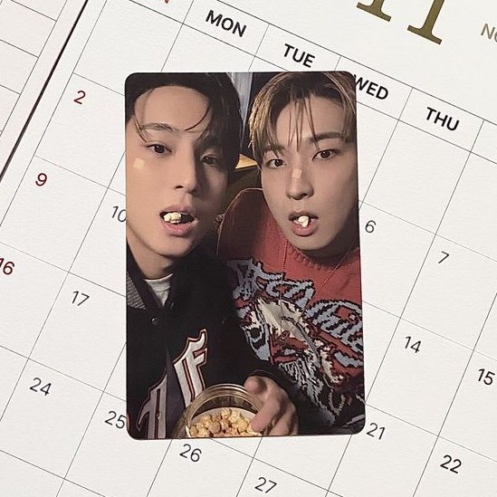 minwoncard's tweet photo. the idol                 vs.                  the photocard https://t.co/1r4gu8grTo