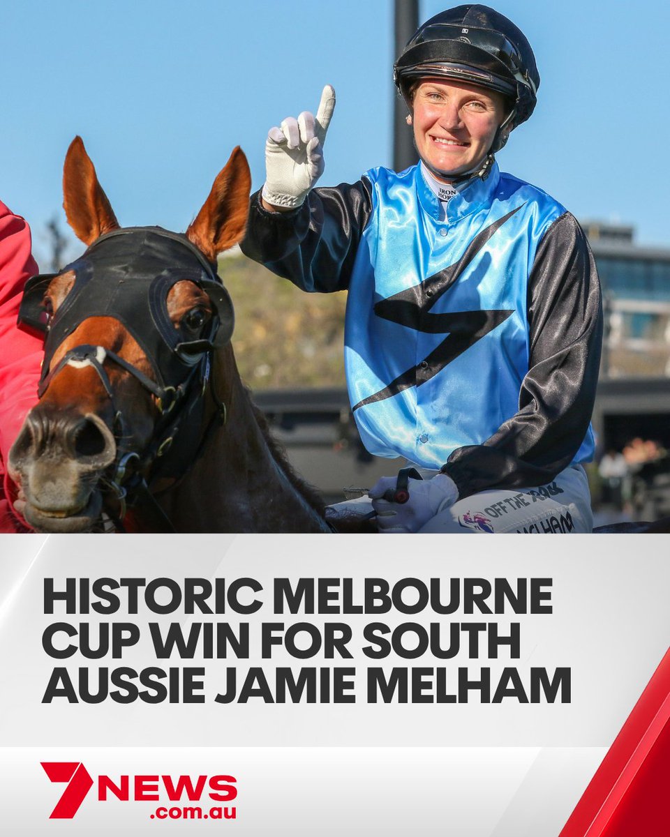 Half Yours has won to complete the Caulfield Cup-Melbourne Cup double. It was a history-making race for South Aussie jockey Jamie Melham who timed her run to perfection - she has become the first female jockey to complete the Cups double. Live updates: tinyurl.com/5894nntz