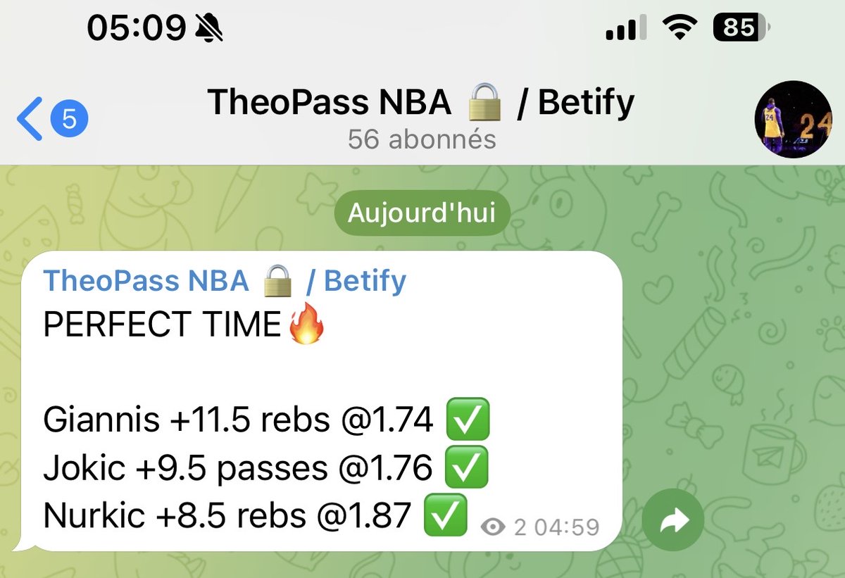 PERFEEECT #NBA 🔥

Public⬇️
Giannis +11.5 rebs <a href="/1/">1</a>.74 ✅

<a href="/Theo69Pass/">Theo69 Pass</a>⬇️
Nurkic +8.5 rebs <a href="/1/">1</a>.87 ✅
Jokic +9.5 passes <a href="/1/">1</a>.76 ✅

ON ÉCLATE TOUT SUR CE DÉBUT DE SAISON VAMOS, quasi QUE DU VERT DEPUIS 2 SEMAINES, qui avait suivi? 👀 

Pour fêter ça, 20€ paypal/paysef parmis les RT ♻️