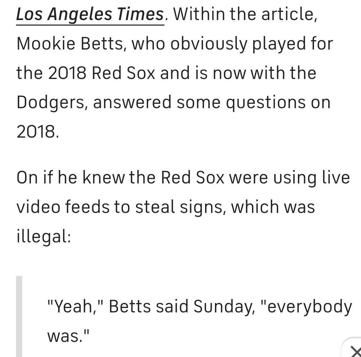 MicrophoneMilo's tweet image. The face of your franchise is Mookie Betts, man. 

He was on the Red Sox when they got caught “cheating” twice in two different seasons. The fake moral piety you guys traffic in is beyond stale at this point. 

It was a league wide issue. @MLB covered for franchises like yours.