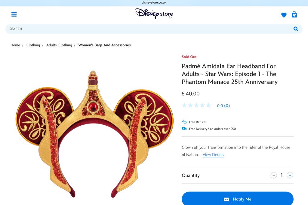 maybebunni's tweet image. Hi @disneystore! I’ve been trying to find the Queen Amidala Headband from Star Wars Phantom Menace 25th Anniversary. Any chance it’ll restock or be available in Disneyland Asia or online? Also, if anyone is selling a preloved, let me know! #StarWarsMerch #DisneyCollectors