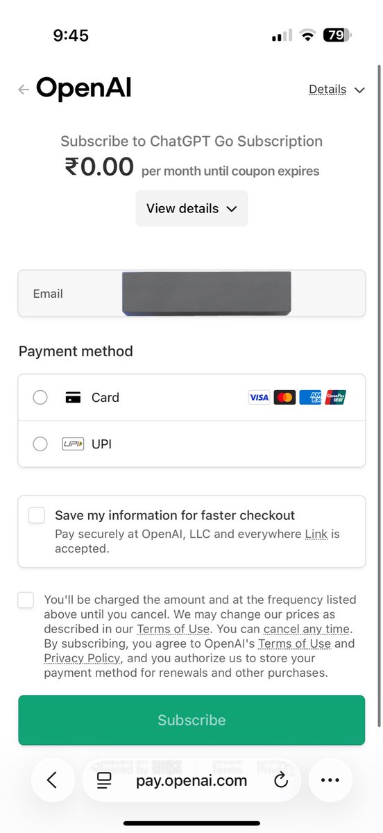 ⚠️ NEWS

You can now get the ChatGPT Go 1-year subscription for FREE!

4 Simple Steps:

• Step 1: Open ChatGPT through your browser (not the app)

• Step 2: Click on 'Upgrade for Free'

• Step 3: Click on 'Upgrade To Go' 

• Step 4: Add your billing details

That's it! Enjoy