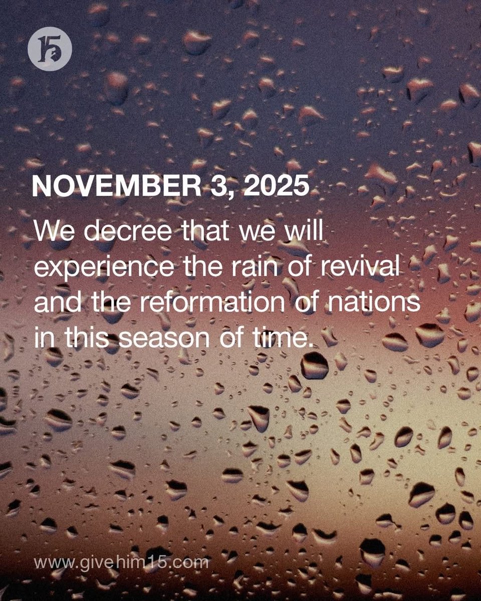 Rockinrevdean's tweet photo. NOVEMBER 3, 2025
Decree PRAYER by Dutch Sheets. π£οΈ π
Join me in total agreement, yes LORD, we decree that we will experience the rain of revival and the reformation of nations in this season of time, in JESUS mighty Name! βοΈΒ
#OhHallelujah! π
#DutchSheetsMinistries https://t.co/SZneGYK0X8