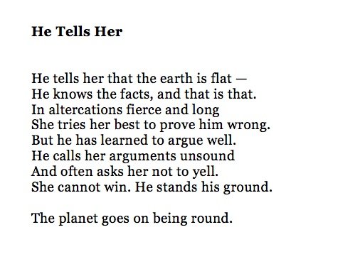 lenaozge's tweet photo. "The planet goes on being round." 

Wendy Cope on mansplaining: https://t.co/fCdJu1xbmf