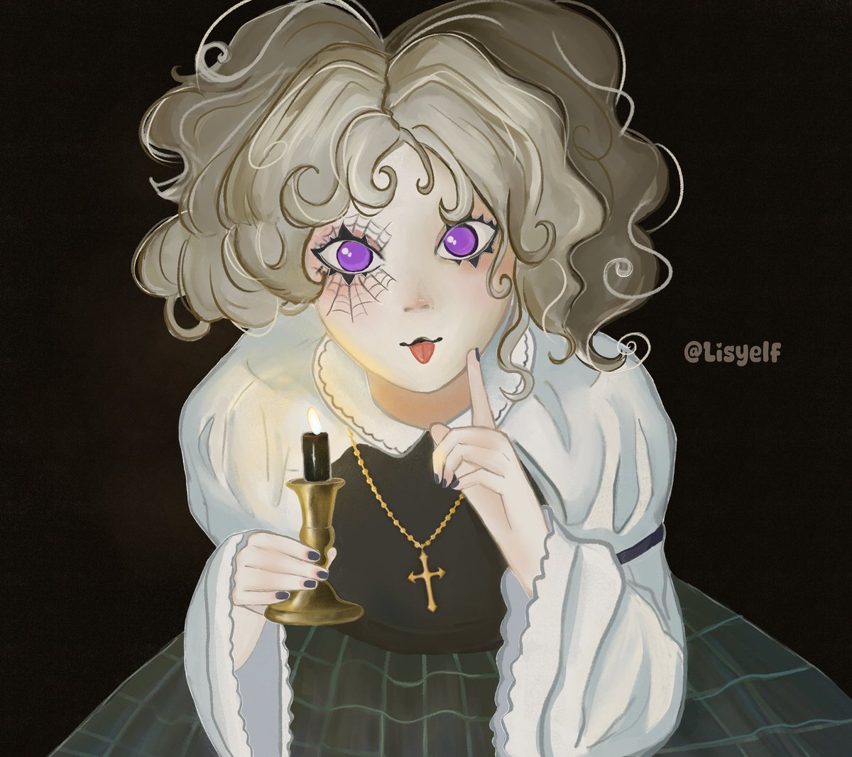 Pequeno atraso no clima de halloween mas fiz um desenho (⁠｡⁠•̀⁠ᴗ⁠-⁠)⁠✧ #illustration #gothicart #digitalart