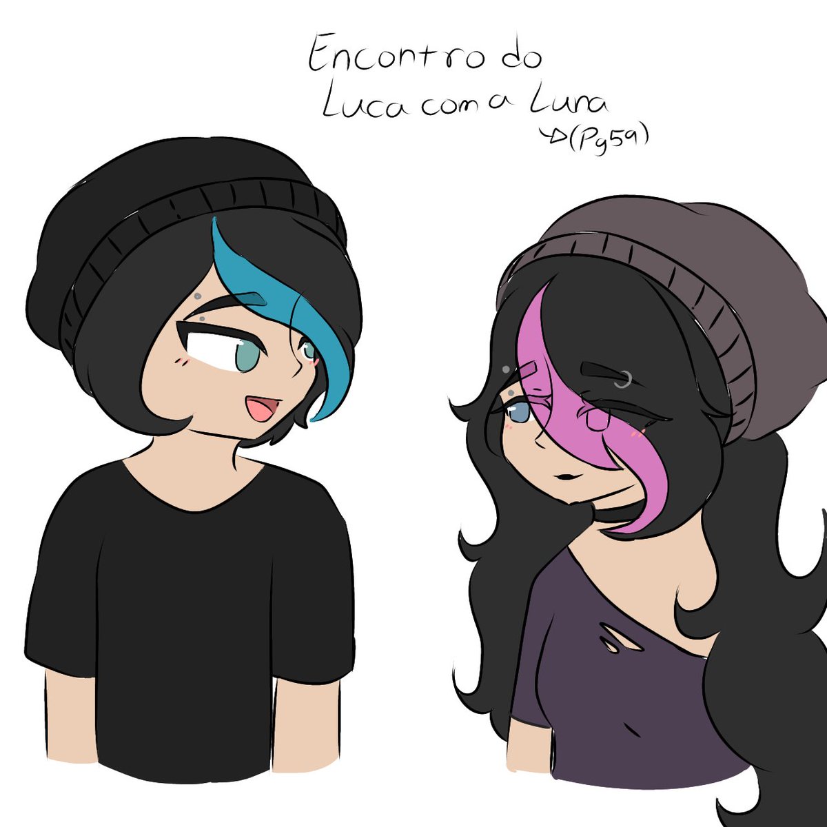 Naahe867's tweet photo. "Fiz até desenhos deles de tão feliz que fiquei, agora tenho mais desculpa para desenhar eles.
Btw, o nome dela não é Luna, eu dei um nome temporário para ela, só pra não escrever 'Mina gótica da pg 59' toda vez"
-Naahe
#BTUN #BrunoTemUmNamorado #MTUN
@tututuree https://t.co/poPrOS0MOa