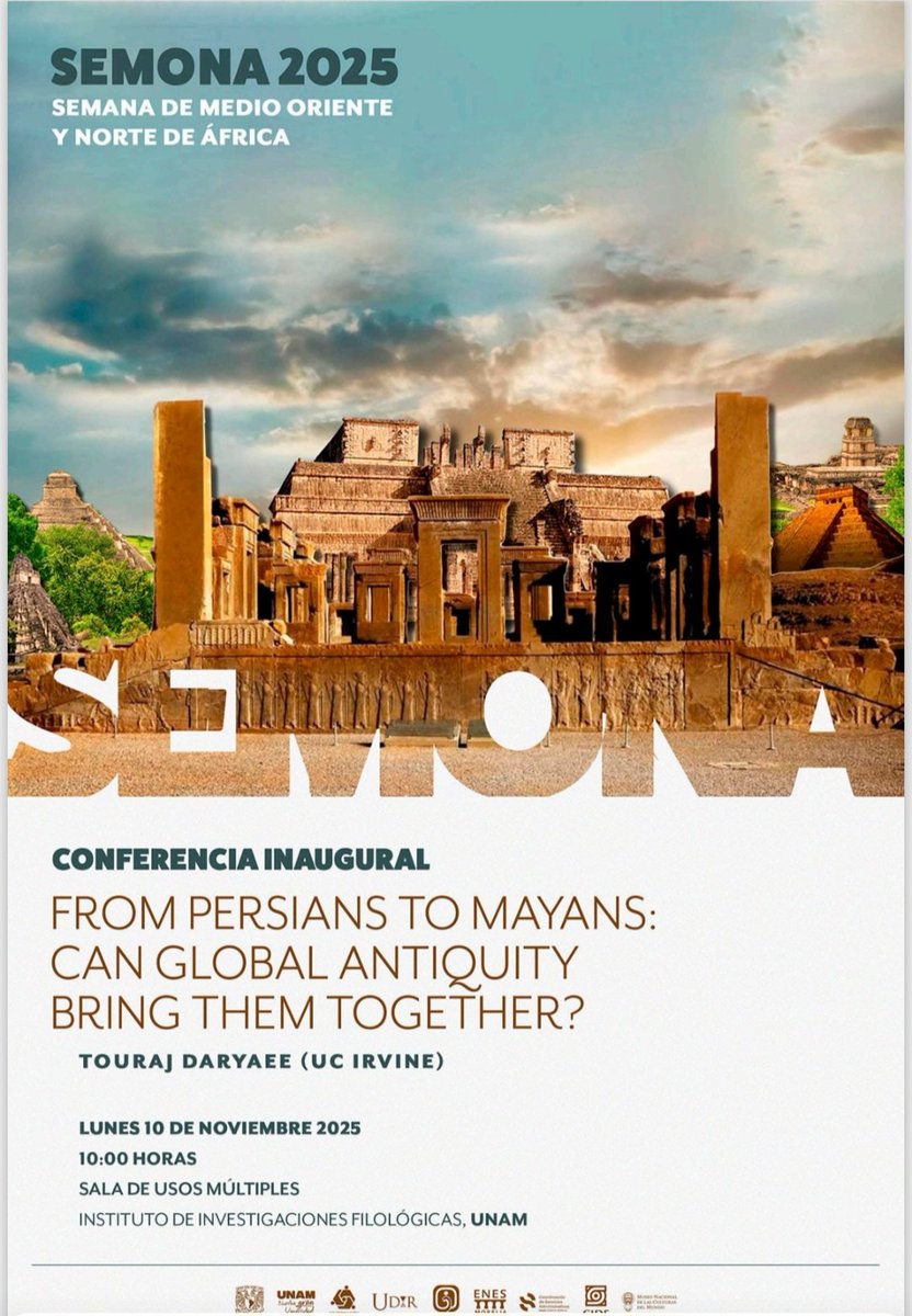 An honor to give the inaugural lecture in the Instituto de Investigaciones Filologicas, Universidad Nacional Autónoma de México
هیجان زده که نطق نخست کنفرانس را در دانشگاه ملی مکزیک خواهم داد. چگونه می توان تمدن مایاها را همراه با تمدن ایرانی  ساسانی مطالعه و مقایسه تطبیقی
کرد؟