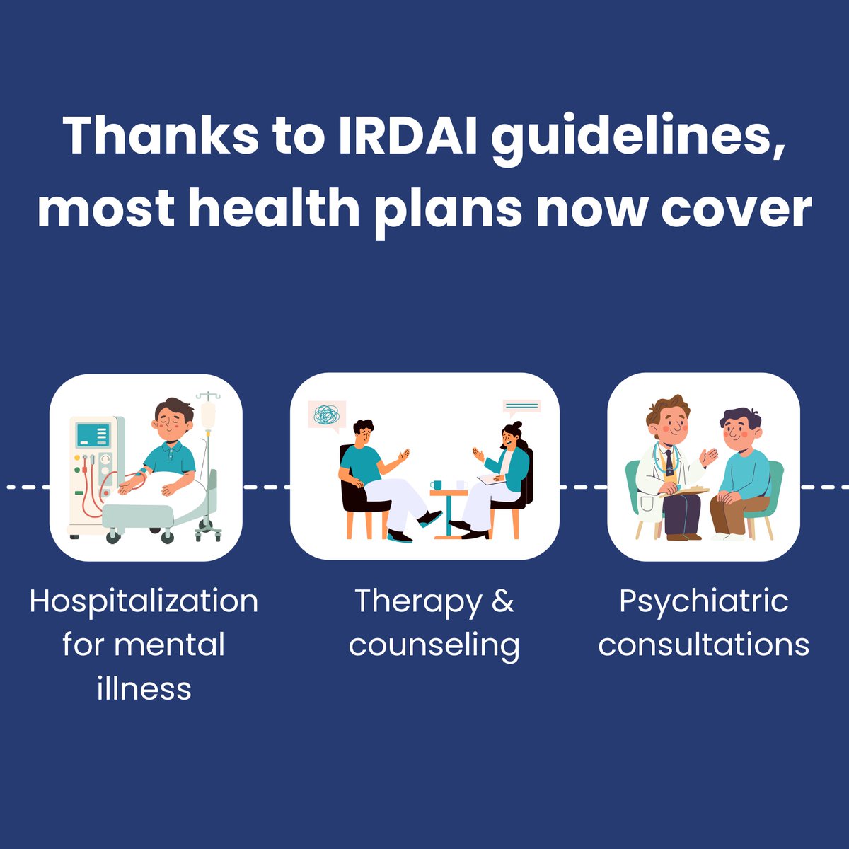 BtwImf's tweet image. Your health insurance now covers mental wellness! 
Protect your mind and body. Learn what&apos;s included thanks to IRDAI guidelines.

#btwimf #mentalhealth #healthinsurance #mentalwellness #irdai #insurancecoverage #psychologicalhealth #btwfinancialservices #healthforall