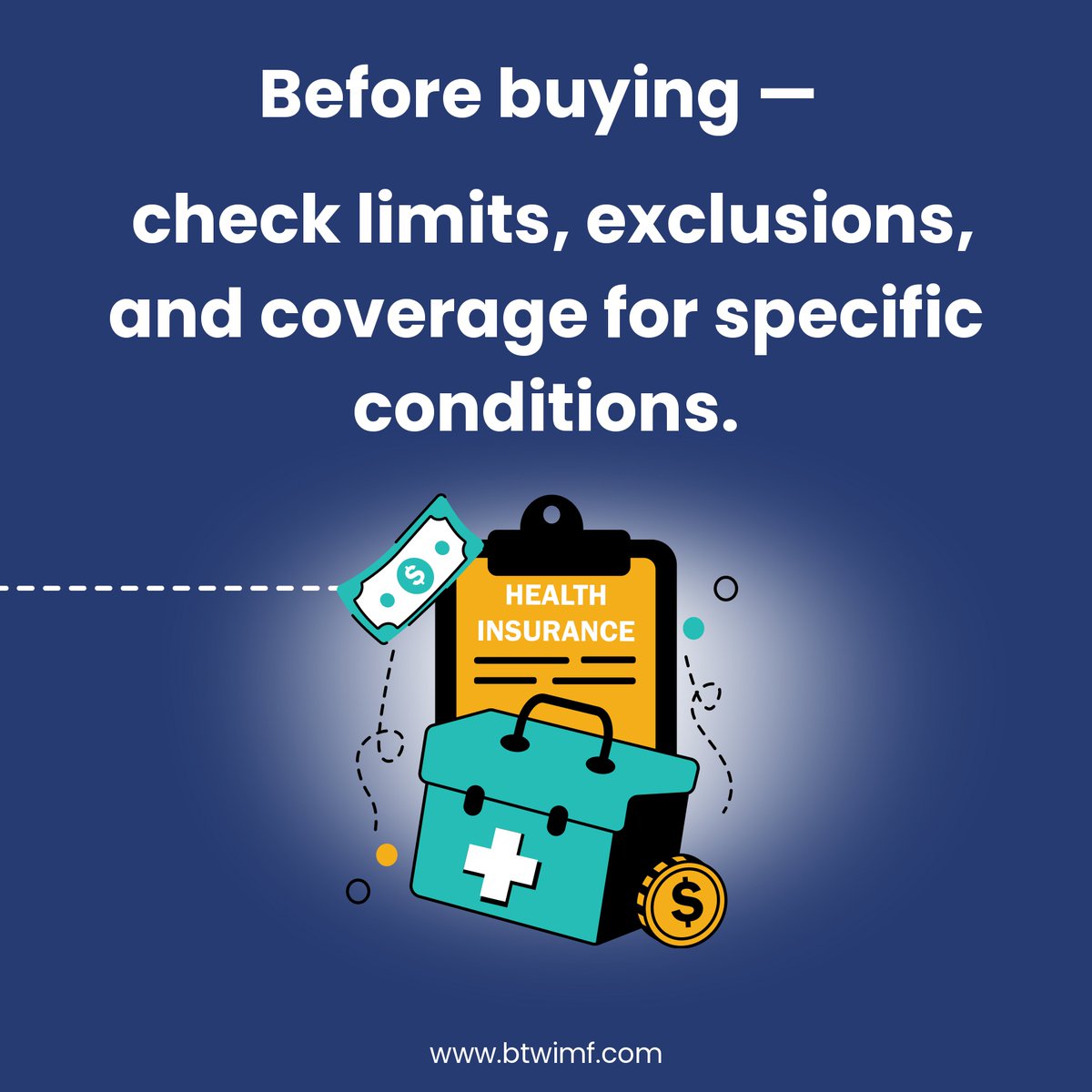 BtwImf's tweet image. Your health insurance now covers mental wellness! 
Protect your mind and body. Learn what&apos;s included thanks to IRDAI guidelines.

#btwimf #mentalhealth #healthinsurance #mentalwellness #irdai #insurancecoverage #psychologicalhealth #btwfinancialservices #healthforall