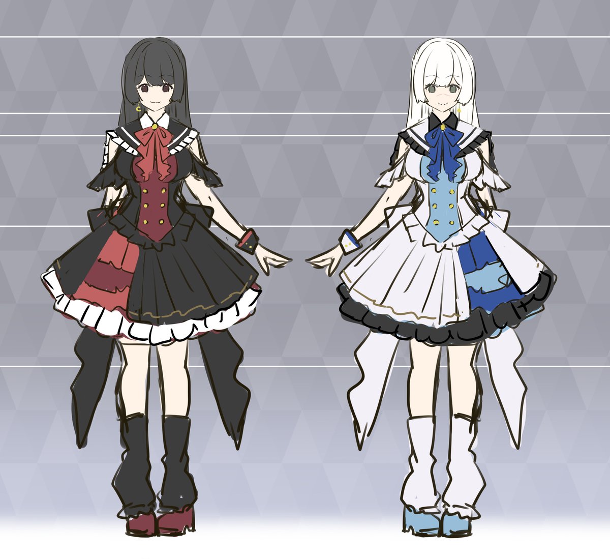 今回のイラストも衣装のイメージ図を自分用参考資料に描いてあります！ Celestial Sistersの衣装、個人的にもお気に入りです！！