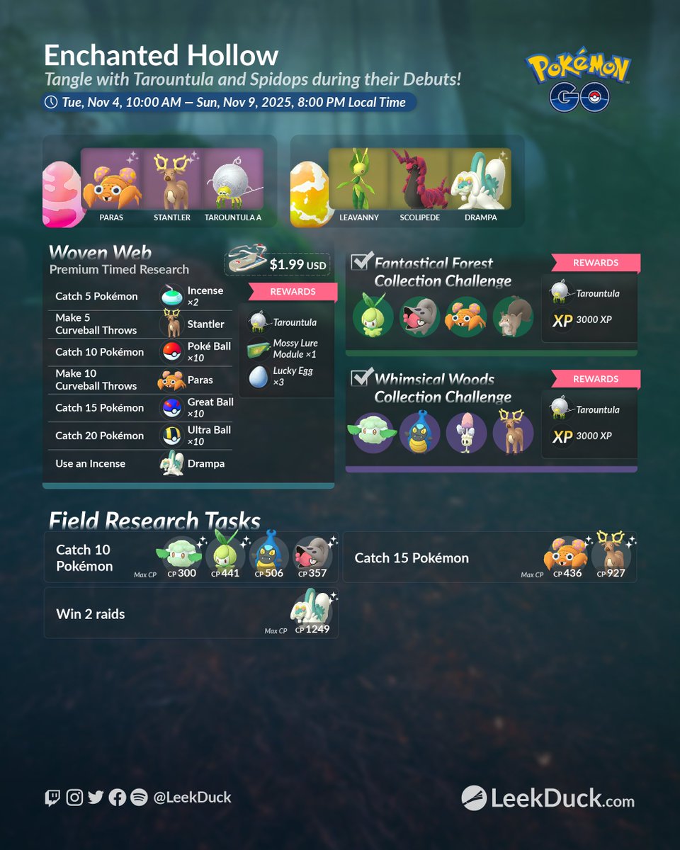 Enchanted Hollow event in Pokémon GO 

Full Details: leekduck.com/events/enchant…