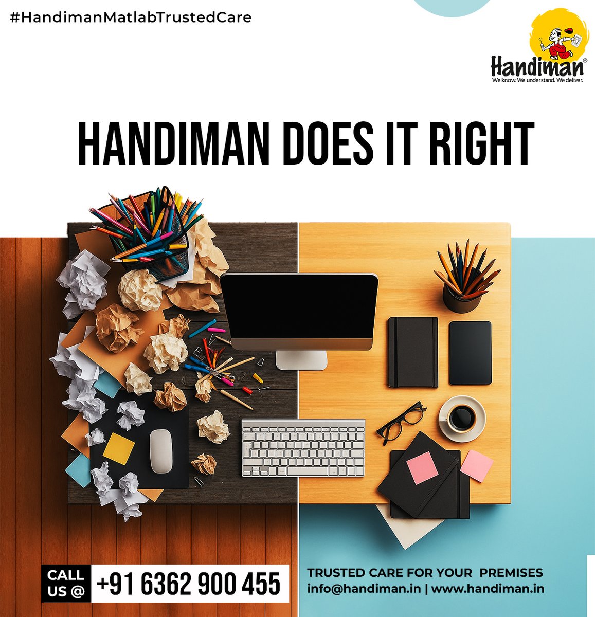Behind every outstanding facility is a team that makes it work. That is us, Handiman.
If you need a reliable workforce to manage your facilities?
Our Services:
-Housekeeping Services
-Security Services
-Pantry Management
-Technical
-Gardening
-Pest Control
CALL US : 63629 00455