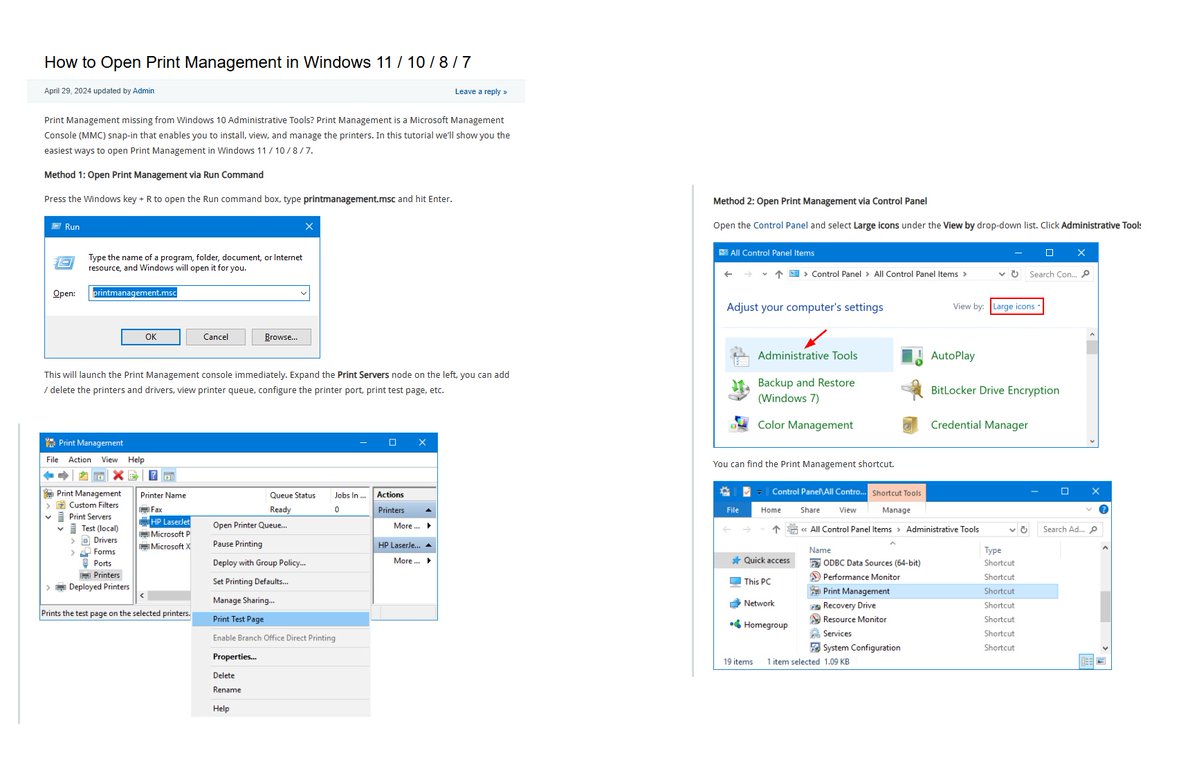 CAStenman's tweet image. How to Open Print Management in Windows 11 / 10 / 8 / 7    t.ly/3AgWY       #Windows11 #Printer  #Management  #HowTo