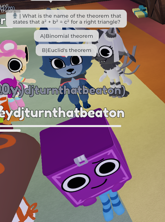 theres a bot in the dandy's world lobby just hosting a quiz show and im so entertained ive never seen anything like this