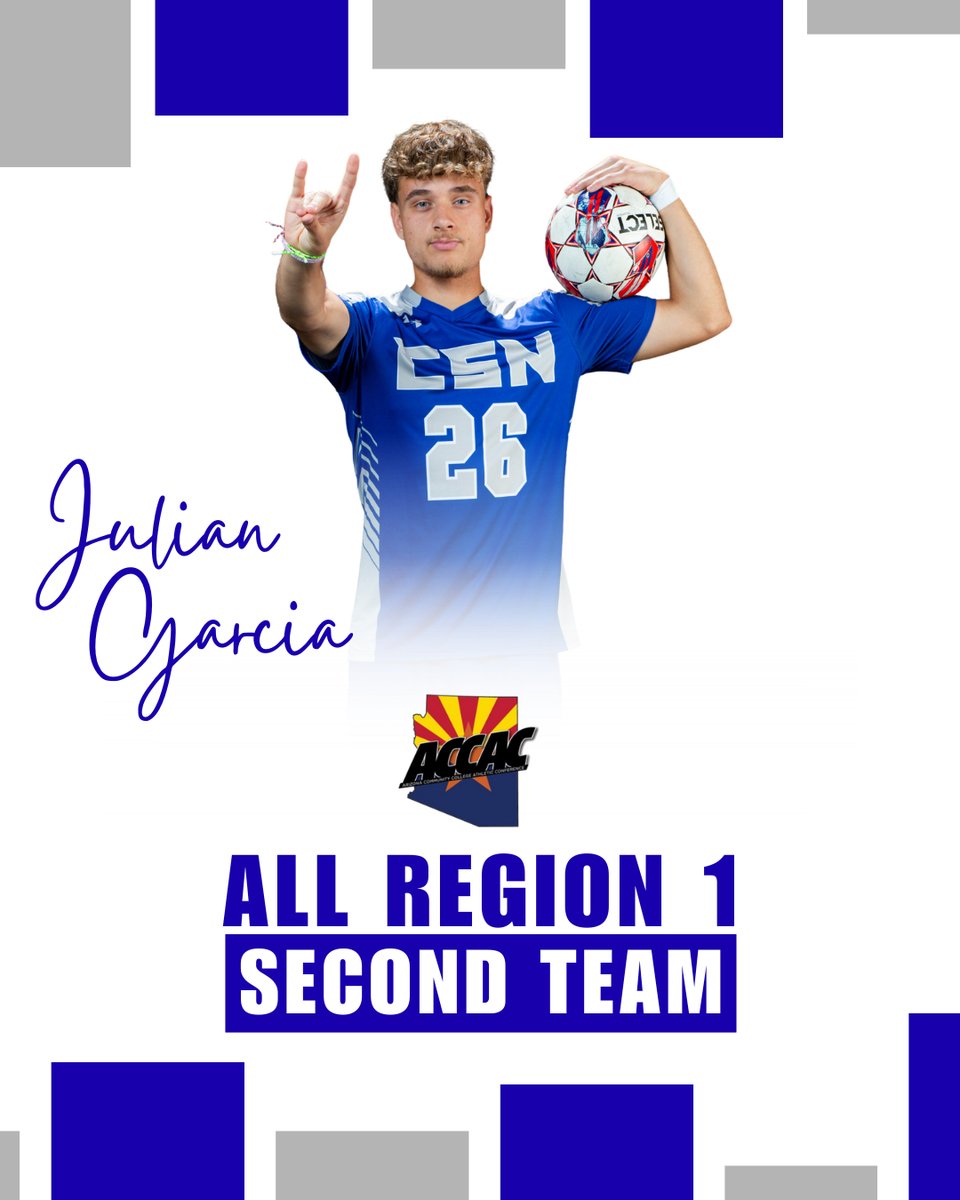 CSN_MSoc's tweet image. The Coyote Family is proud to congratulate Julian Garcia (2nd team) on earning 2025 Men’s Soccer All-Region I Second Team honors. Julian put together a stellar freshman campaign, tying for team high marks in Goals (4) and Points (9) this past season. 
🐺⚽️😤 #1PACK