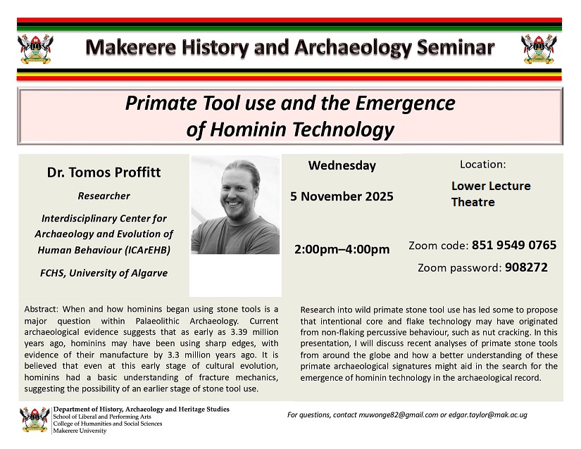 Join us tomorrow, Wednesday, Nov 5, at 2:00 pm for the History and Archaeology Seminar. See poster below