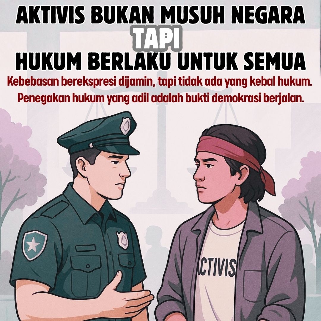 HumasReceh's tweet image. Pemerintah menghargai peran aktivis dan kritik publik sebagai pilar demokrasi. Namun, kebebasan berbicara juga harus disertai tanggung jawab, karena #HukumUntukSemua menegaskan kesetaraan di hadapan hukum bagi setiap warga negara, tanpa kecuali.