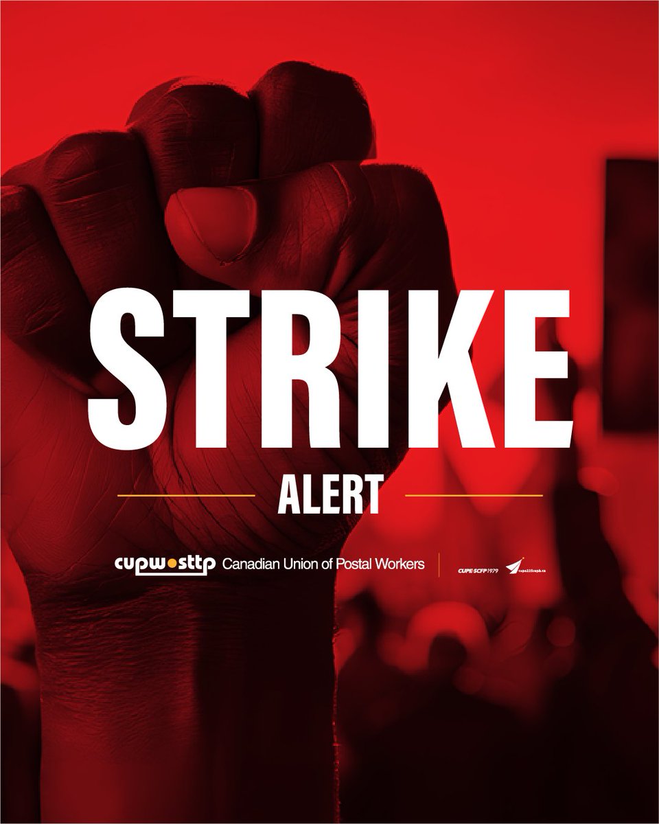 Cobourg (ON) local is on strike as of Nov 4 at 12:01am EST – Members: Contact your local for more info cupw.ca/en/find-your-l… #canlab #SupportCUPW #StoptheCuts