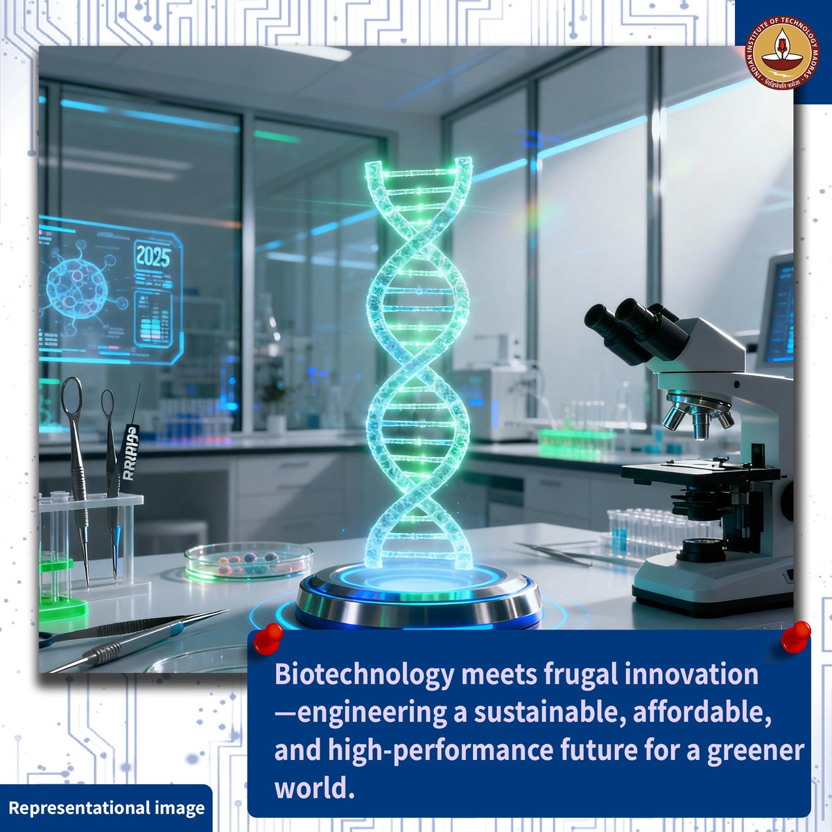 iitmadras's tweet image. #TechTuesday Biotechnology may not always grab headlines like AI or robotics, but it’s quietly changing the world — from how we heal to how we grow and make things. When combining it with Advanced Frugal Innovations (AFIs) — solutions that are smart, efficient, and affordable —…