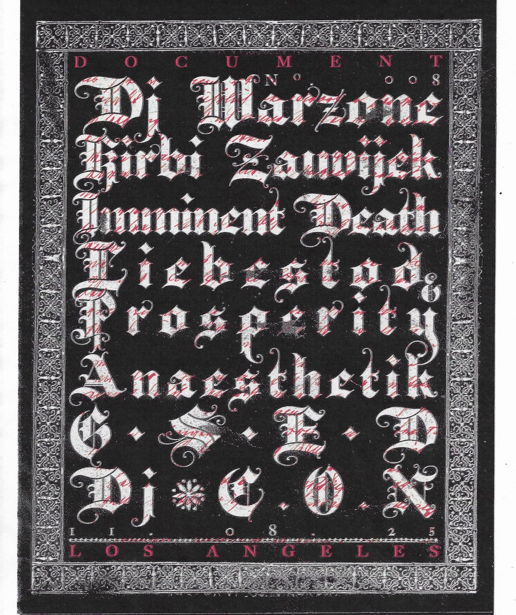 Altima Down presents 
DOCUMENT No. 008 :. 11.08.25
Live PA:
DJ Warzone (Vienna)
Kirbi Zauvijek (New York City)
Imminent Death (New York City)
Liebestod &amp; Prosperity
DJ sets:
Anaesthetik 
G.S.E.D
DJ C.O.N

Undisclosed Warehouse Location (Address will be released day of)
10PM- 4AM