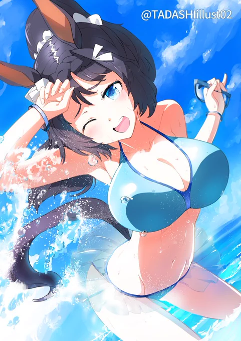 推しの日らしいので多分俺が深層心理で一番推してるウマ娘はる もう秋だけど水着で #ウマ娘 #推しの日