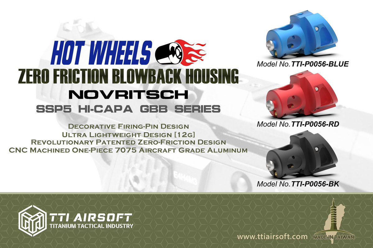 nagatoseikou's tweet photo. TTI AIRSOFTの新商品🔔
もう入荷待ち！

ZERO FRICTION BLOWBACK HOUSING
SSP5 Hi-CAPA GBBシリーズ用

#TTIAIRSOFT #SSP5 #GBB #HICAPA https://t.co/ihwPili3fa