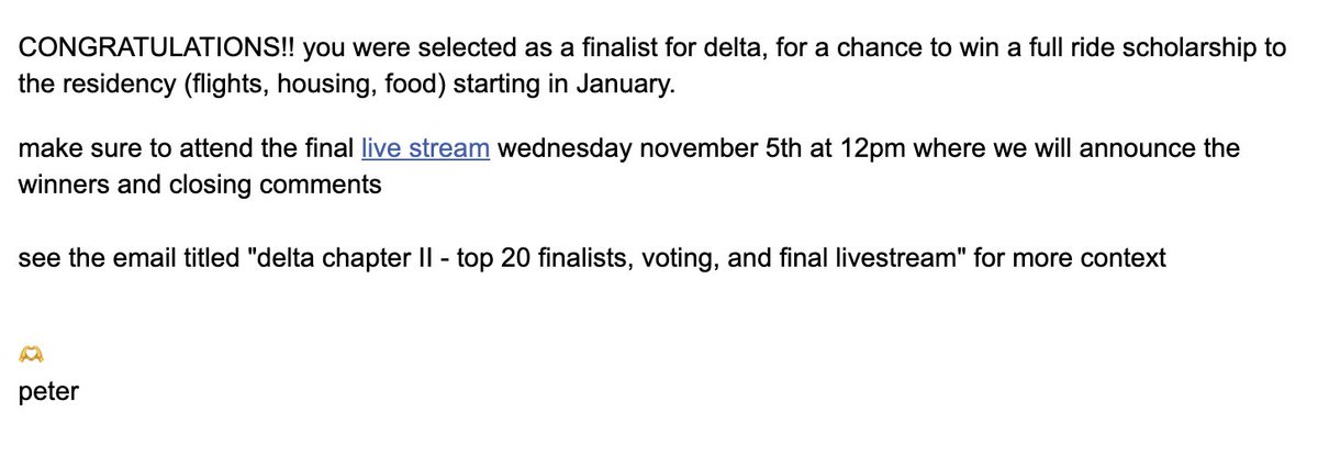Heyy guys, <a href="/try_litefold/">LiteFold</a> is in the top 20 finalist in the Delta program. Over the last few weeks, we have shipped a lot of things. Thanks to <a href="/enter_delta/">delta</a>. Some instances like:

&gt; LiteFold Docking
&gt; Created a research team to conduct comp-bio specific research done on LiteFold.
&gt;