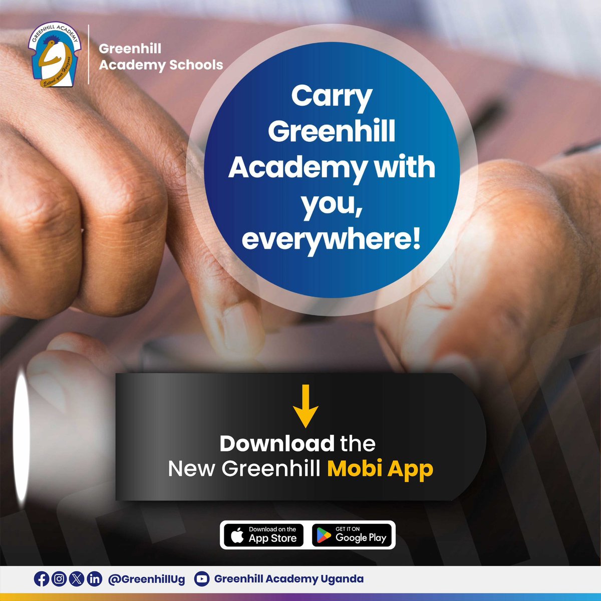 Carry Greenhill Academy with you everywhere with the new Greenhill Mobile app.📱

Available on Android and iOS! 

📲Download here: 
Android: play.google.com/store/apps/det…
Apple: apps.apple.com/ug/app/greenhi…