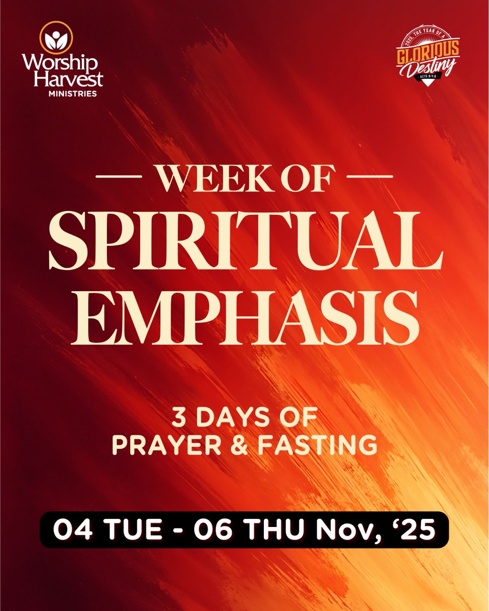 Join us for our WEEK OF SPIRITUAL EMPHASIS! 🙏

From Tuesday, November 4th to Thursday, November 6th, we're coming together across the whole movement for three days of focused prayer and fasting. 

Invite all your disciples to participate in the fast each day.