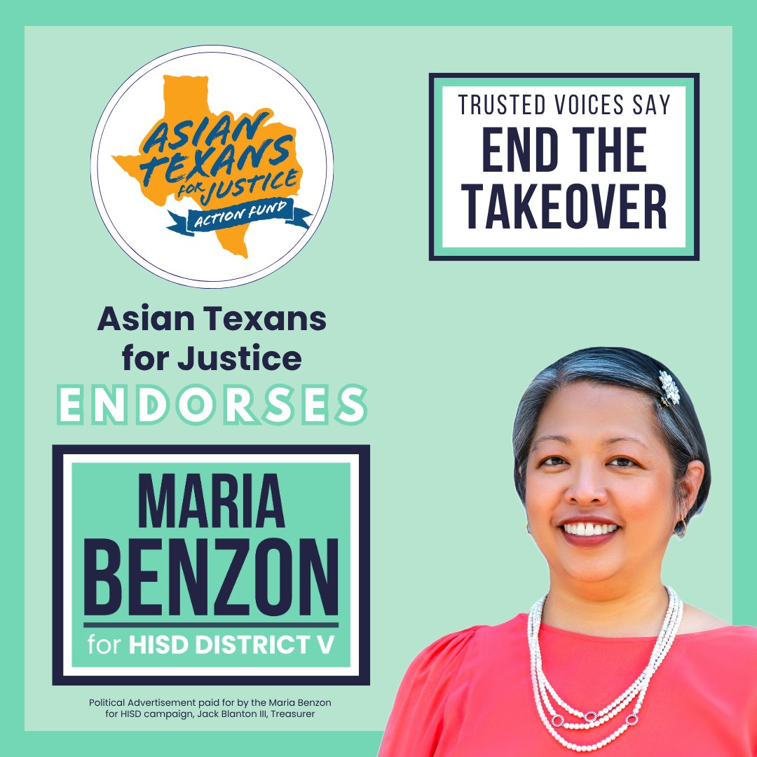 benzon4hisd's tweet photo. @AsianTX4Justice endorses me for HISD Trustee in District V! 6 hours until the polls close - Find your nearest polling site at https://t.co/2E4JBGguLb
#vote #benzon4hisd https://t.co/6S0E4RZ4Ts