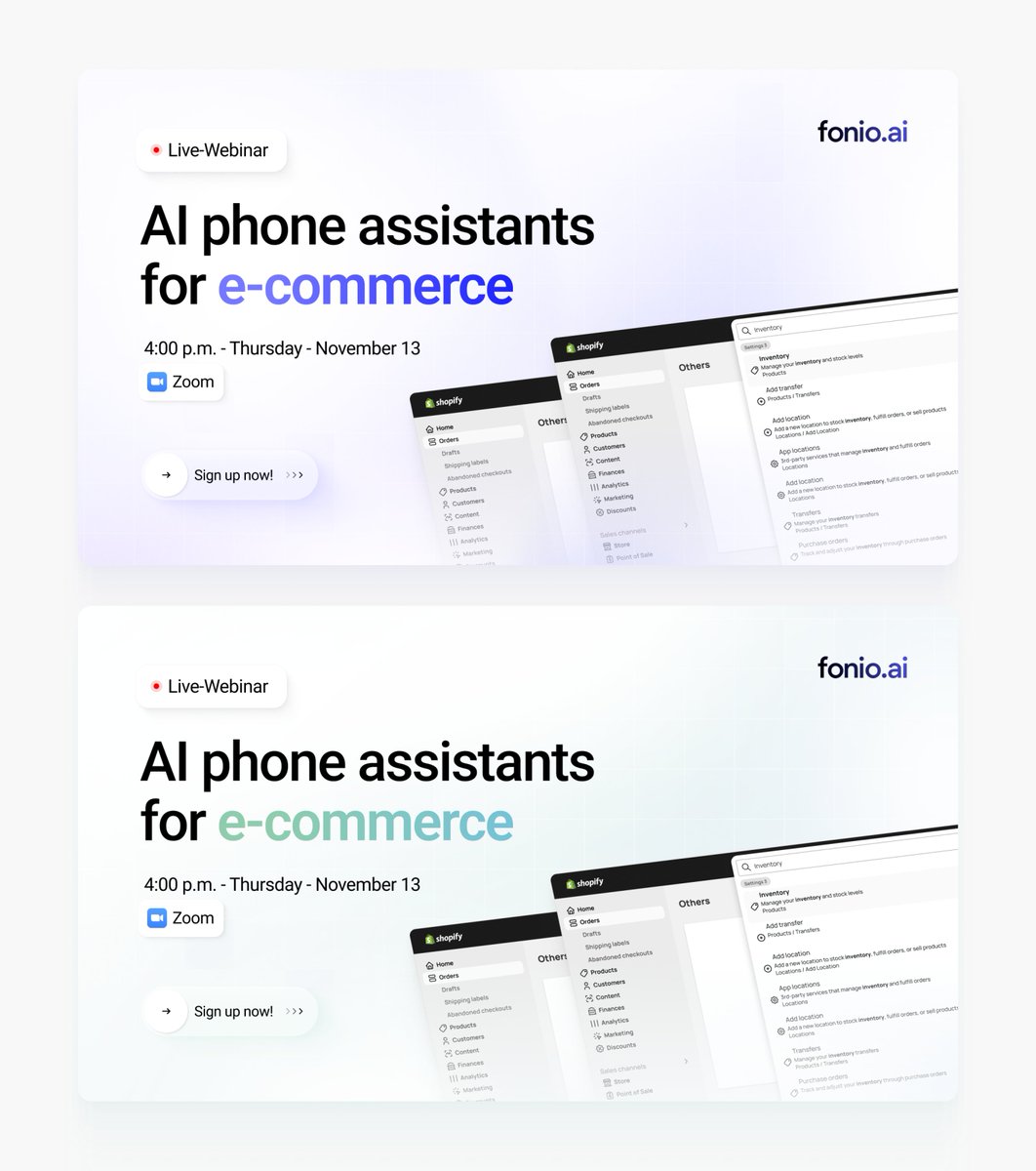 Banner design 1 or 2 - which one do you prefer?