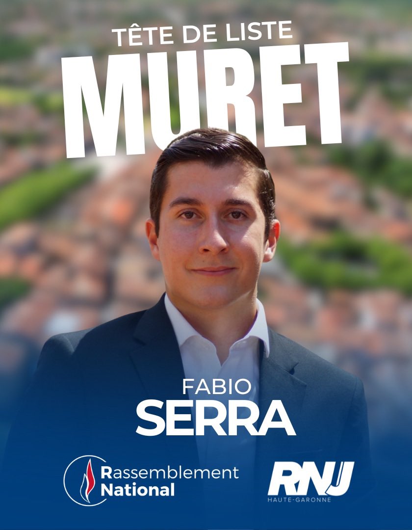 🔵 Jeune et dynamique, candidat à la mairie de Muret, <a href="/FabioSerra_fr/">Fabio Serra</a> proposera un projet de retour à l’ordre et à la sécurité partout et pour tous, ainsi qu’une maîtrise de l’urbanisation face à la bétonisation excessive.

Pour l’avenir de Muret, un seul bulletin : Fabio Serra !