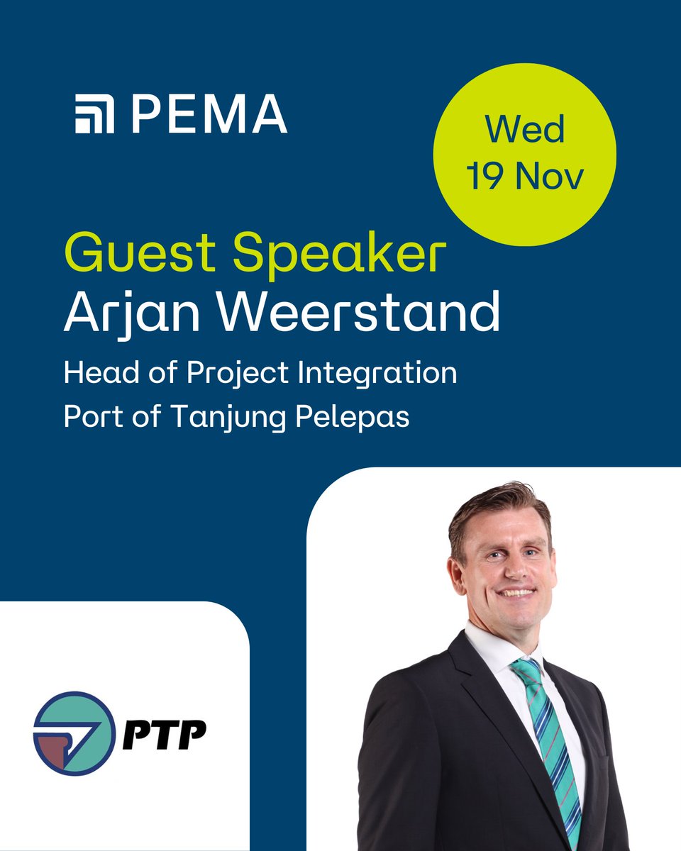 PEMASecretary's tweet image. Guest Speaker Announcement #PEMA2025KL

Arjan Weerstand leads PTP’s expansion strategy, overseeing the procurement and upgrade of port equipment. These initiatives form a key part of PTP’s long-term plan to optimise its existing footprint and enhance capacity.