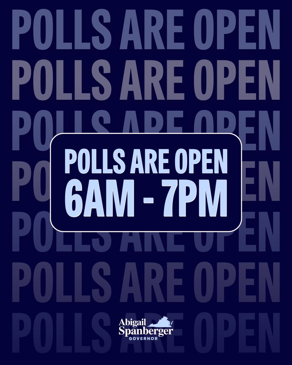 🚨Virginia! Polls are now open. 

Make your voices heard. Find your polling location at abigailspanberger.com/vote