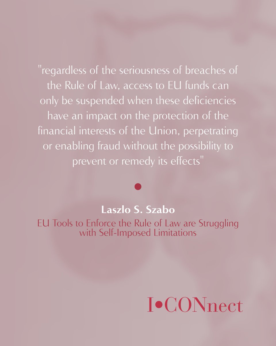 🚨 New on ICONnect: "EU Tools to Enforce the Rule of Law are Struggling with Self-Imposed Limitations"

Laszlo S. Szabo highlights how EU is struggling to address systemic threats from Hungary and Poland.

iconnectblog.com/eu-tools-to-en…

#RuleOfLaw #EULaw #ICONS