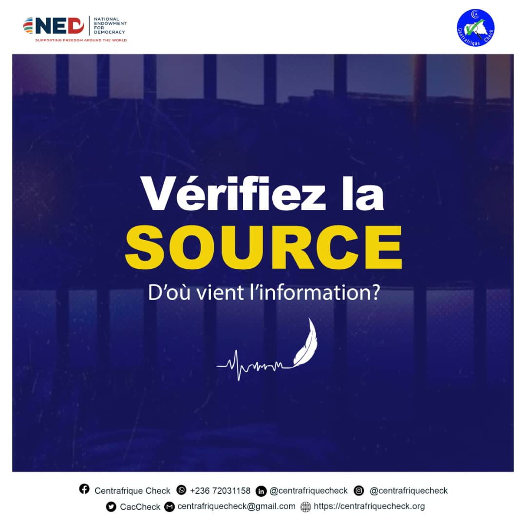 🗳En cette période électorale, restons vigilants

🔷️Les fausses nouvelles circulent vite. Avant de partager, vérifiez si ce que vous lisez est vrai.

 #Élections2025 #Centrafrique #démocratie