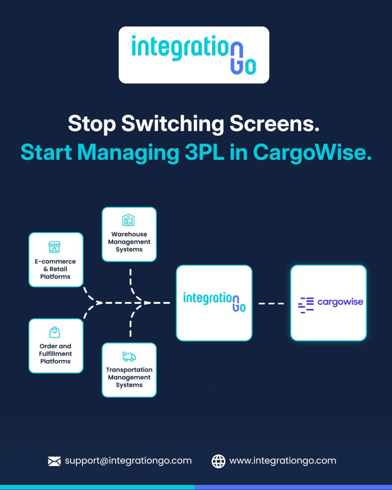 IntegrationGo_'s tweet image. Most 3PLs juggle disconnected platforms, WMS, TMS, eCommerce...

Read more: shorturl.at/n3Ng7

For more information, visit us at integrationgo.com

#CargoWiseIntegration #3PLOperations #DigitalLogistics #WarehouseAutomation #IntegrationGo