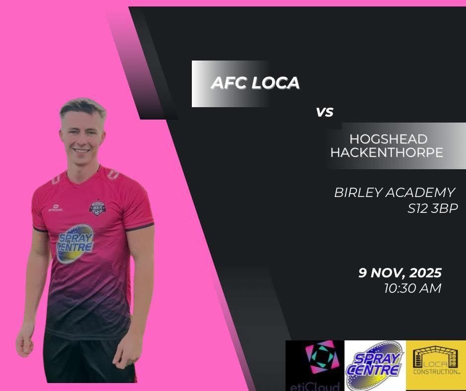 AFC__Loca's tweet photo. This Sunday we’re back. We take on the Hoggy in their backyard.

Both teams look to continue their form, going into the game 3rd and 4th in the league.

A frightening frontline hope to terrorise once again with over 20 goals in 5 games.

#AFCLoca #PinkAndBlack #SundayInit https://t.co/lbjbvp0K0Z