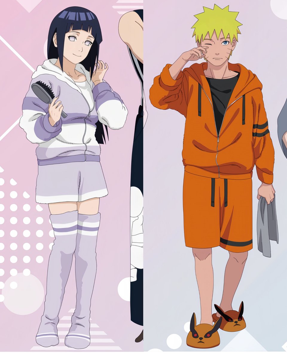 Both of them wearing hoodies?? Matching again I see 😏🧡💜 #NaruHina #ナルヒナ