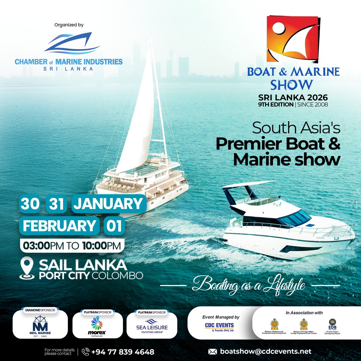 Boat &amp; Marine Show Sri Lanka came back with its 9th Edition in 2026! 

For more information, please visit: srilankaembassyjakarta.com/2025/11/04/boa…