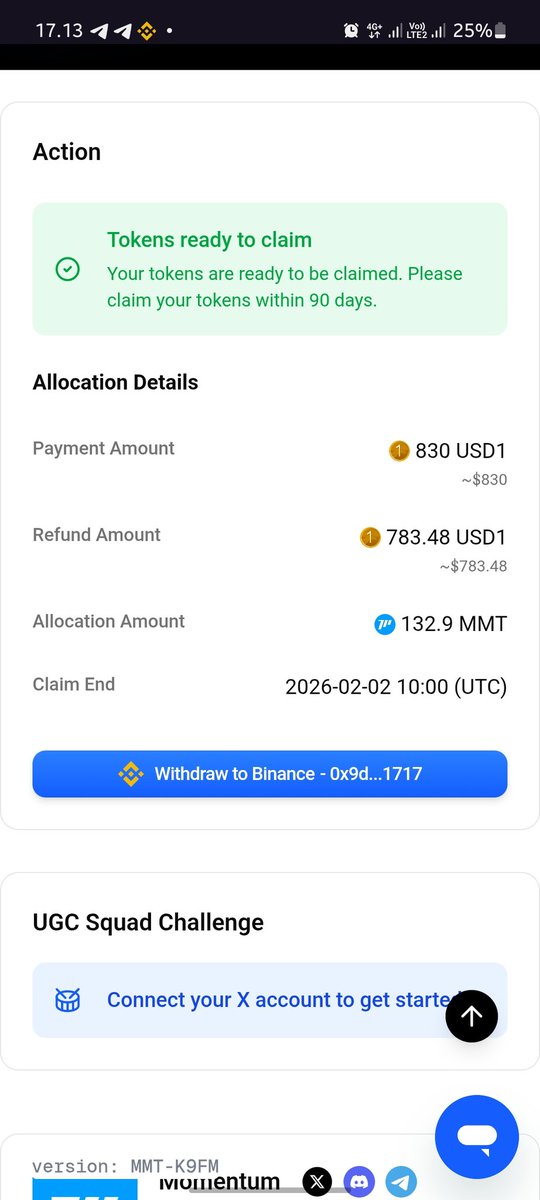 Barimbo_'s tweet photo. @buidlpad @binance @MMTFinance If I have connected my Binance account, can I withdraw it with another wallet? Like slush wallet? https://t.co/UujTQaxWkL