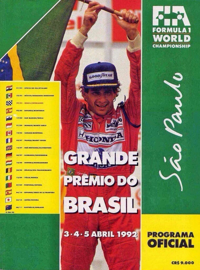 Brazilian Grand Prix, 1992. Official Programme.

#Senna
#BrazilianGP