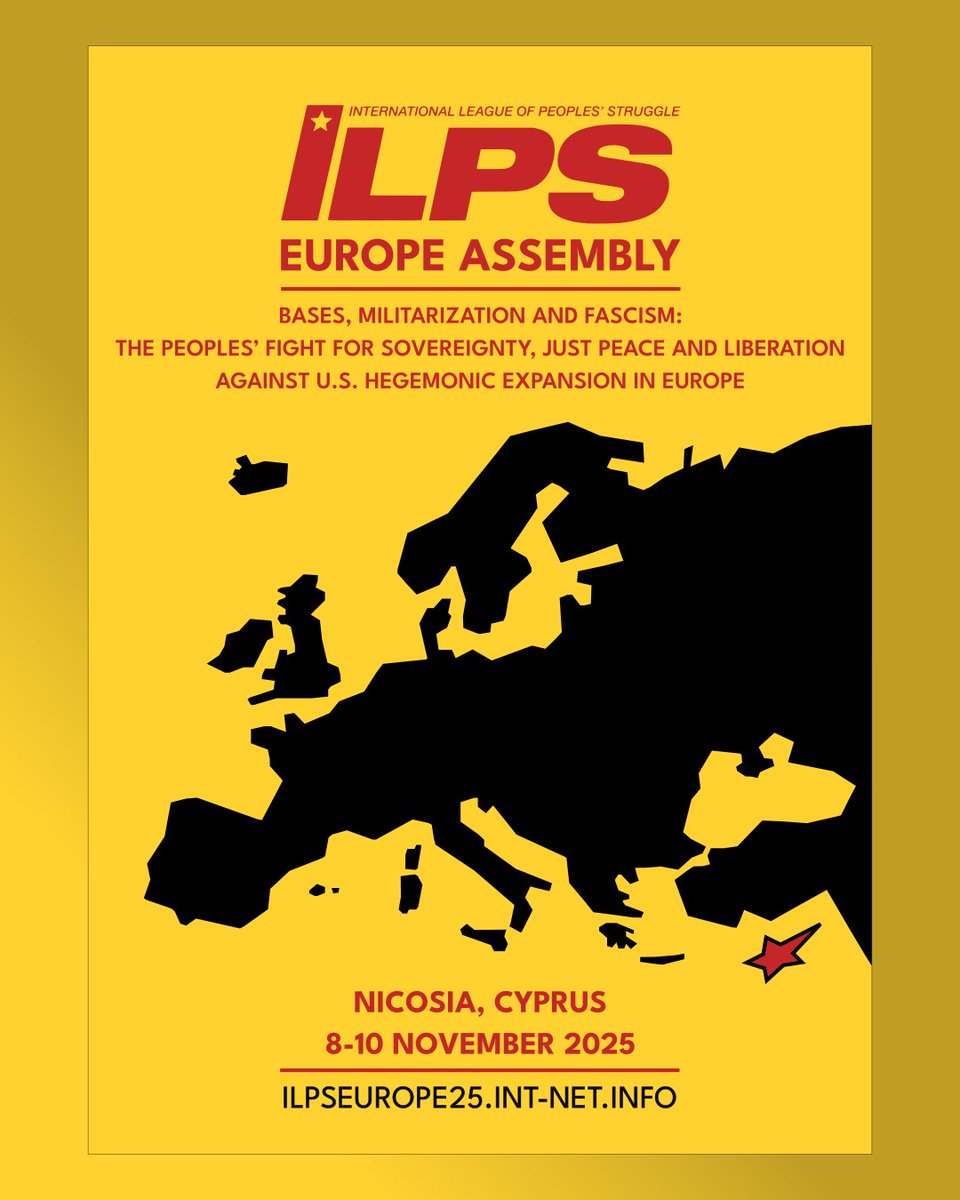 ✊🌍 The Union of Cypriots and the Cyprus Democratic Lawyers Association will host the International League of Peoples’ Struggle (ILPS) Europe Assembly, taking place November 8–10, 2025, in Nicosia, Cyprus.

🔗 ilpseurope25.int-net.info