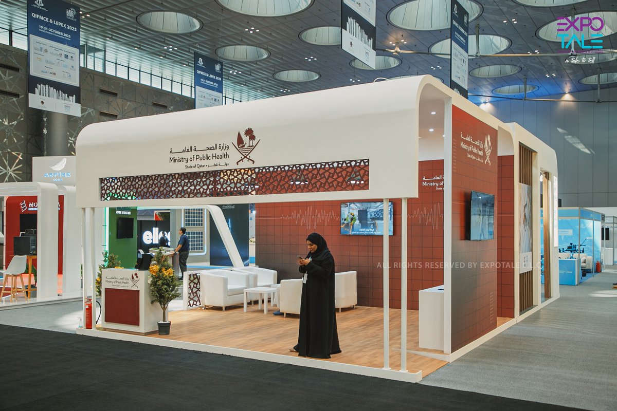 ExpoTale's tweet photo. جناح وزارة الصحة العامة
 في معرض @ledpowerexpo_qa  &amp; @FmceQa 
، حيث يلتقي الإبداع بالتفاصيل الراقية في تصميم يجسد رسالة الوزارة نحو صحة مستدامة وبيئة آمنة. https://t.co/nIIDCKEY06