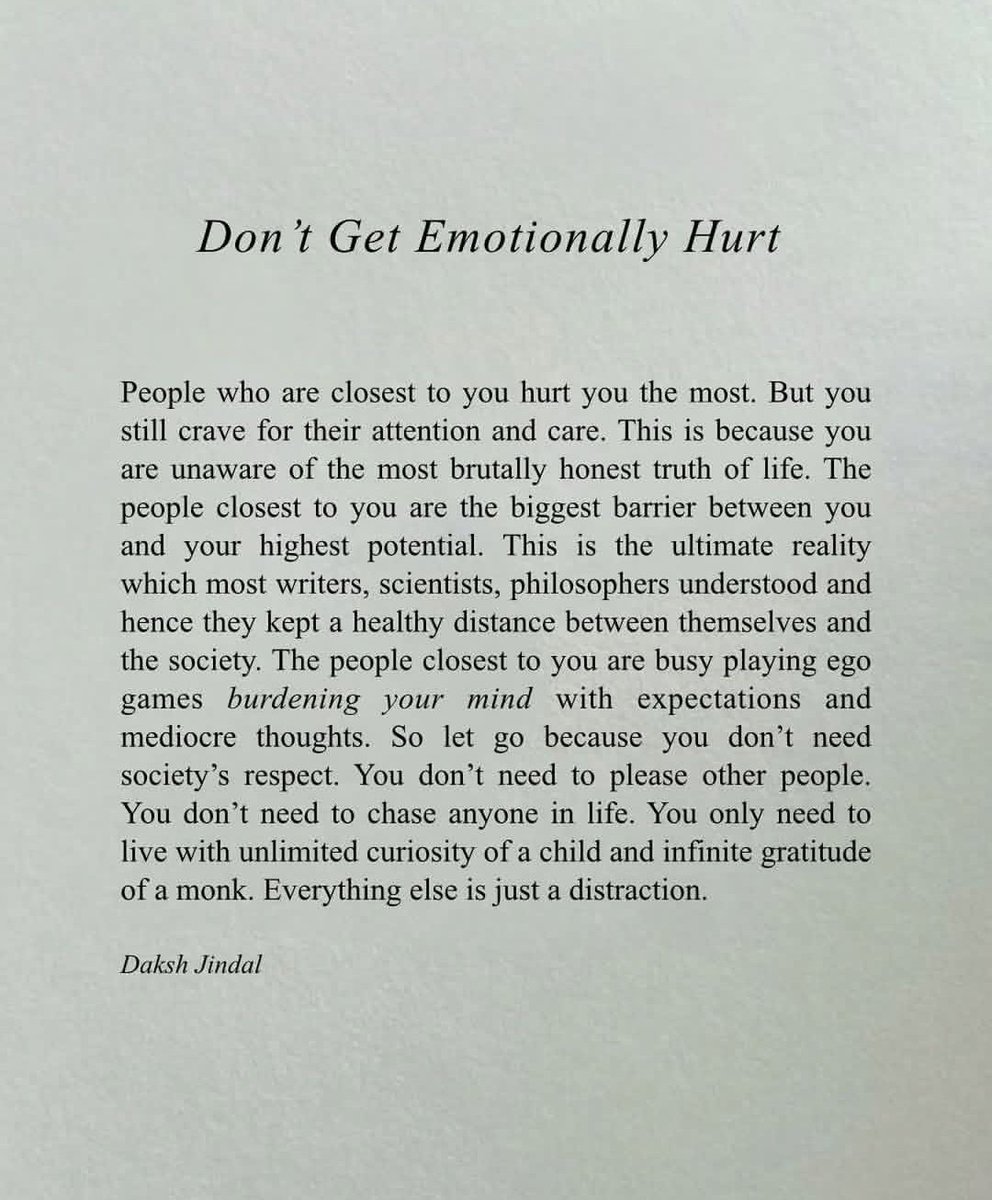 Don't get emotionally hurt