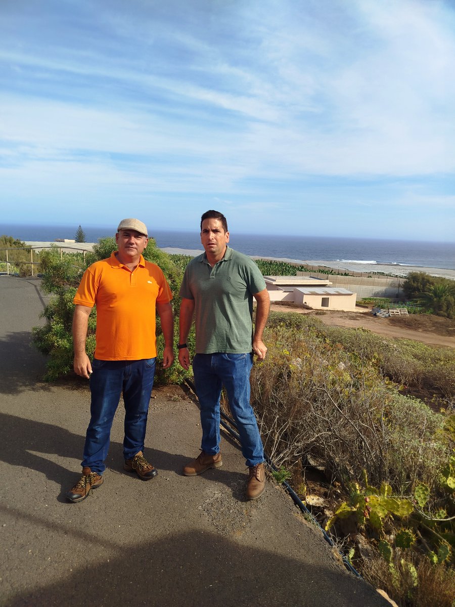 RamonQuiza's tweet photo. Como parte de la estancia en la ULL, aquí estoy visitando —junto a colegas del grupo INGEMAR— la finca La Laja, en Buenavista del Norte (Tenerife), dónde se desarrollan estudios experimentales de cultivos con agua desalada. https://t.co/WaI7FcgSf3