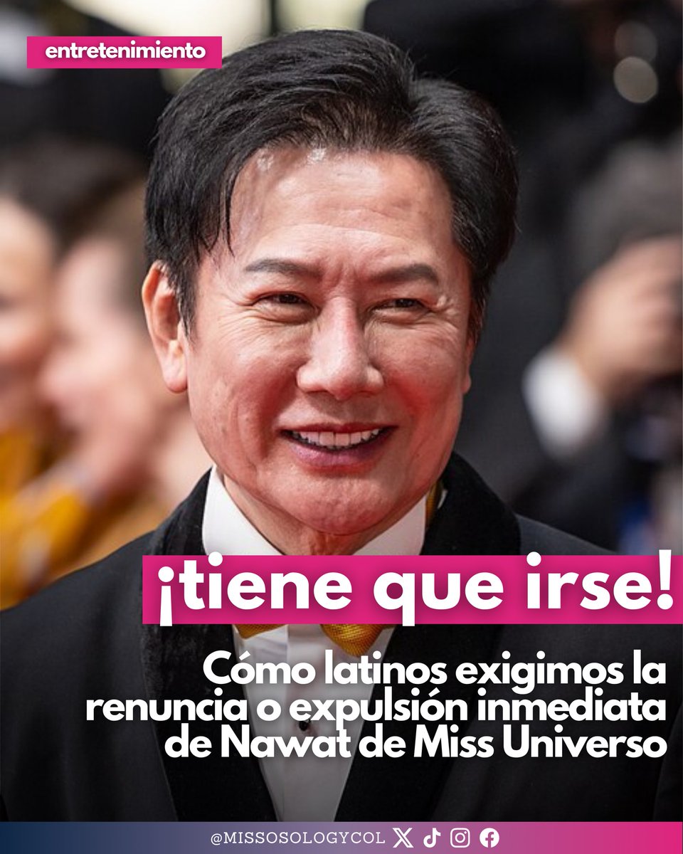 Lo ocurrido en la ceremonia de bandas de #MissUniverse es inadmisible.
No se puede permitir que alguien como Nawat, con cargos de poder en Tailandia y Asia, siga representando una organización que dice promover respeto y empoderamiento.
