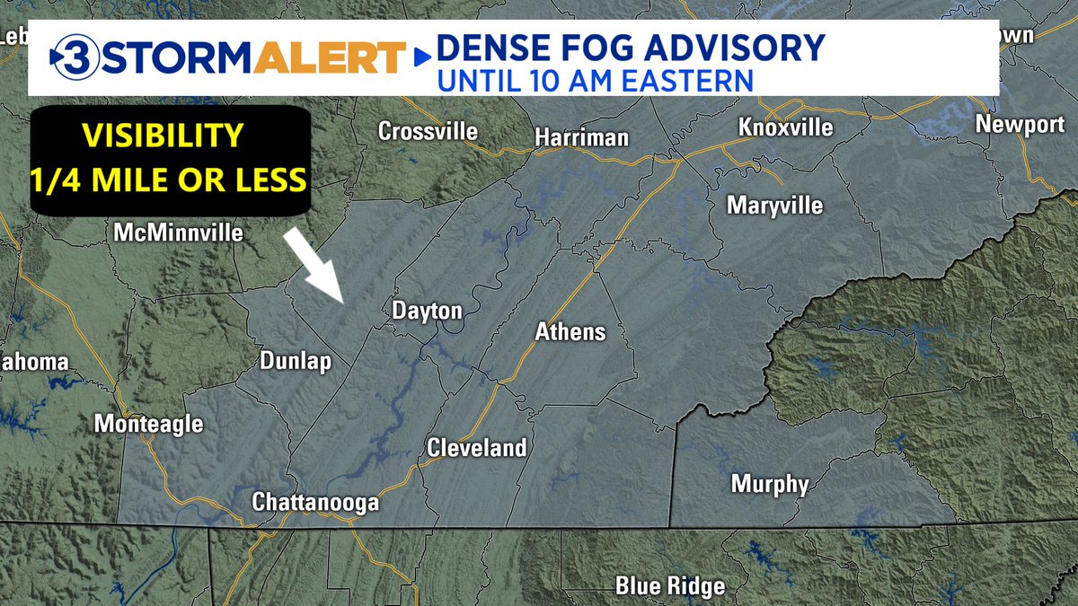 ClayLocal3's tweet image. A Dense Fog Advisory has been issued for the counties shaded in gray until 10:00 AM ET. Be prepared for areas of reduced visibility on your morning commute!