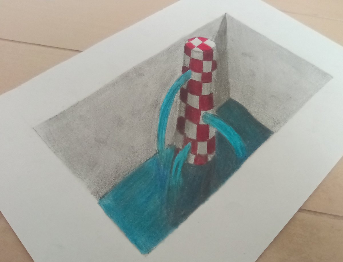 NekokichiOekaki's tweet photo. あふれる水
#トリックアート #trickart #drawing #art #3D https://t.co/5bqMOXOrDW