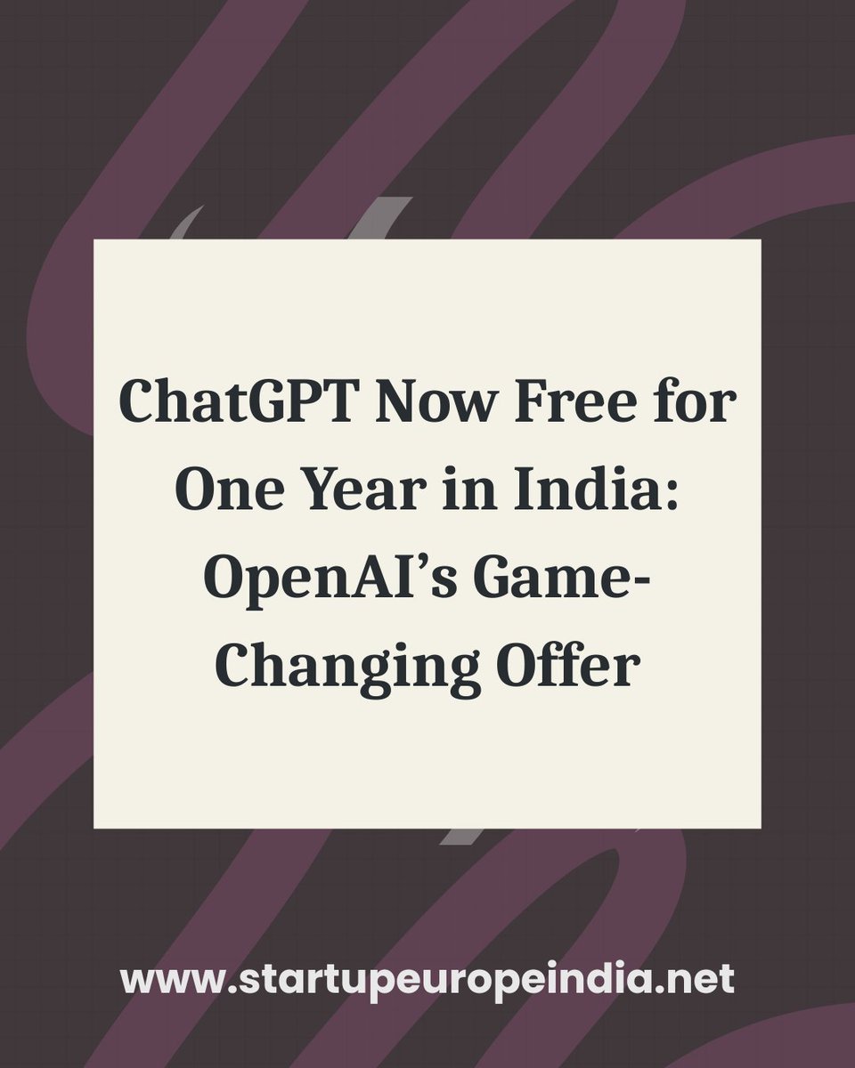 ChatGPT Now Free for One Year in India: OpenAI’s Game-Changing Offer
app.startupeuropeindia.net/feed/chatgpt-n…

#india #chatgpt #openai <a href="/sama/">Sam Altman</a> <a href="/nickaturley/">Nick Turley</a> <a href="/ChatGPTapp/">ChatGPT</a> <a href="/OpenAI/">OpenAI</a>